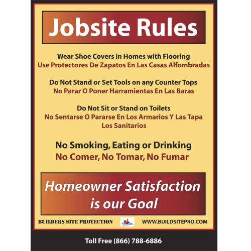 Jobsite rules for construction sites 10 pack of posters