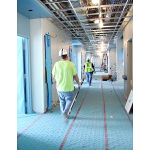 Trimaco Aquashield floor protection on commercial construction site