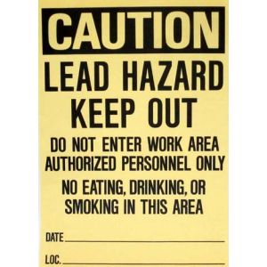 Caution lead hazard sign for renovate right compliance
