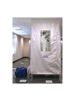 Mobile Containment Unit with air scrubber in use on hospital construction project