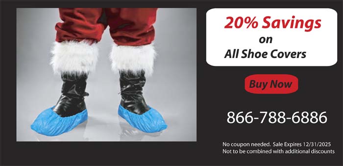 Santa wearing shoe covers